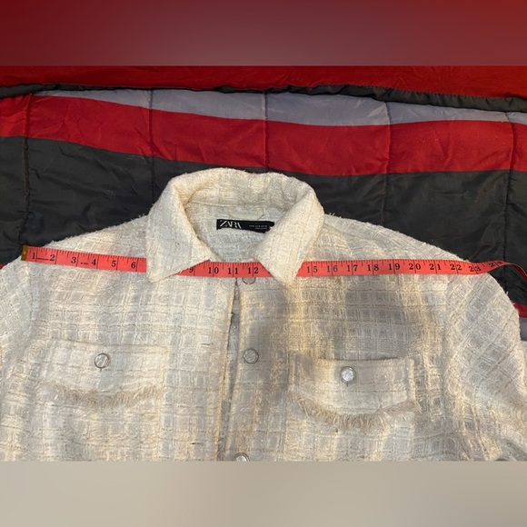 ZARA Off-White Textured Tweed Button-Up Jacket – Size M - Picture 6 of 12
